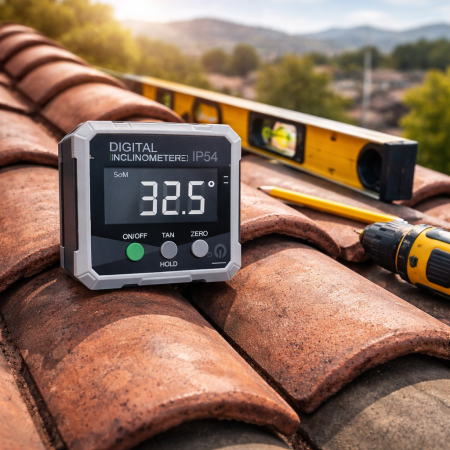 Inclinometru digital Optimus AT 838, goniometru profesional, baza magnetica, precizie ±0.1°, afisaj rotativ, MINI 5 cm, gri [1]