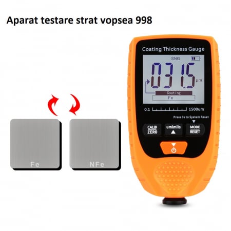 Tester profesional strat de vopsea - interval 0-1500 µm, precizie 3%+2µm, Optimus AT 998 [3]
