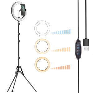 Selfie stick - Trepiede - Lampi foto/video - Kit starter vlogging premium - suport telefon + lampa circulara fotografica inaltime 2,1 metri