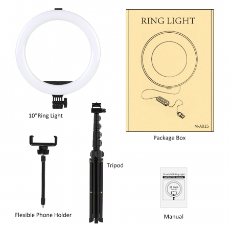 Set selfie ring 10 inch, trepied telescopic 160cm, suport telefon [5]
