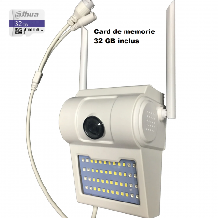 Camere pentru exterior - Pachet card memorie 32 GB + lampa de perete cu camera de supraveghere IP WIFI Optimus AT D2-R fullHD 1920*1080P 2 mp, night vision, aplicatie telefon, alb