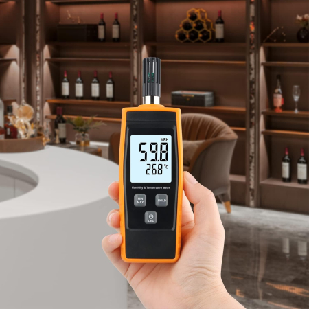 Termohigrometru digital Optimus AT 852, temperatura si umiditate, display LCD, functie MAX/MIN, HOLD, iluminare, °C/°F, portabil [1]