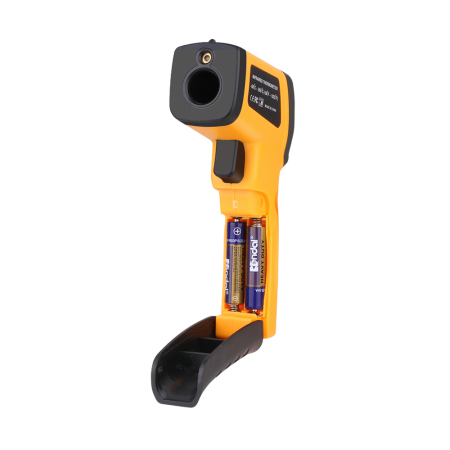 Termometru industrial cu laser tip pistol, fara contact, interval -50°C pana la +550°C, afisaj luminat, pirometru, portocaliu negru [4]
