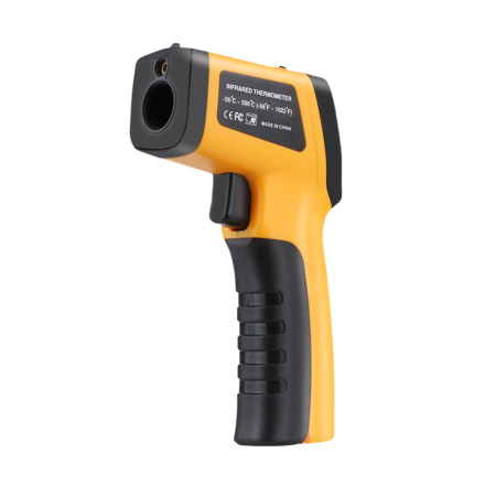 Termometru industrial cu laser tip pistol, fara contact, interval -50°C pana la +550°C, afisaj luminat, pirometru, portocaliu negru [1]