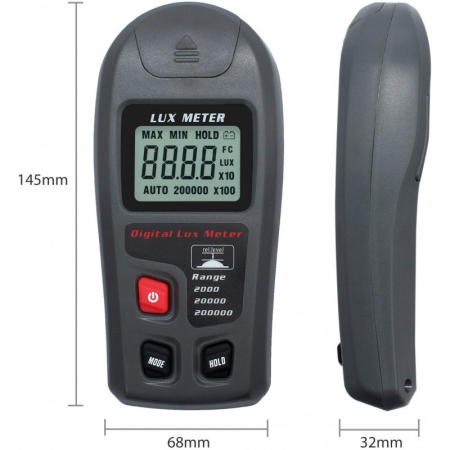 Luxmetru Optimus AT MT-30 multifunctional 200.000 LX, 2 masuratori/s memorii, temperatura, afisaj luminat, acuratete 3-4% [1]
