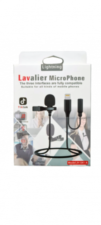 Microfon tip lavaliera cu mufa Lightning (Apple iPhone) si jack 3.5mm, directional, cu atenuator zgomotor de fundal [11]