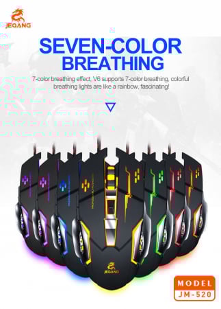 Mouse Gaming cu baza metalica, JM-520, 6 butoane, RGB, DPI reglabil, negru [8]