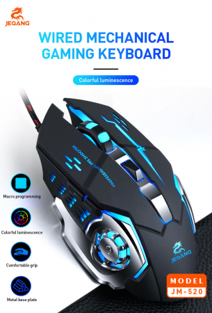 Mouse Gaming cu baza metalica, JM-520, 6 butoane, RGB, DPI reglabil, negru [5]