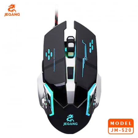 Mouse Tastatura Accesorii Gaming - Mouse Gaming cu baza metalica, JM-520, 6 butoane, RGB, DPI reglabil, negru