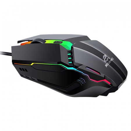 Mouse Tastatura Accesorii Gaming - Mouse Gaming JM-530, 2 butoane, RGB , DPI ajustabil pana la 800/1200/1600 - negru