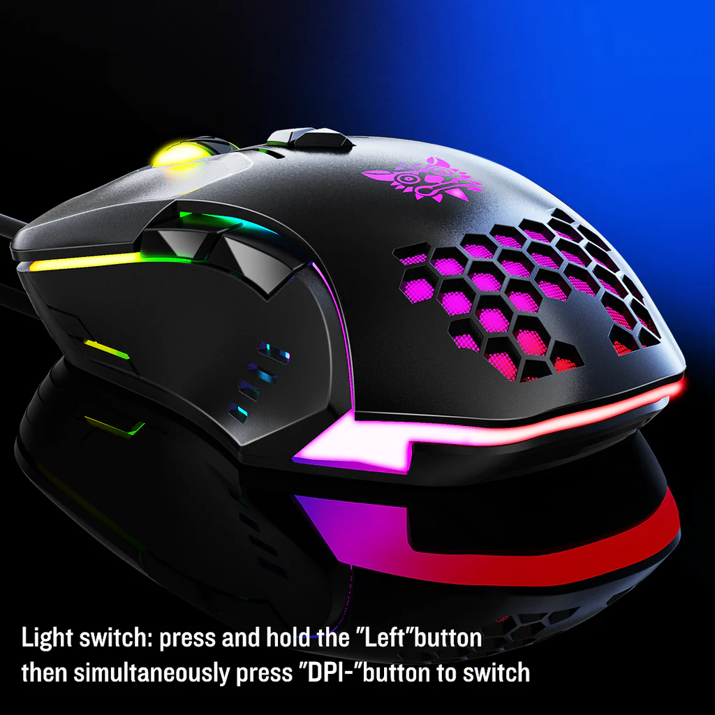 Mouse Gaming Onikuma 902, pe fir, 800-6400 dpi, LED RGB, negru [5]