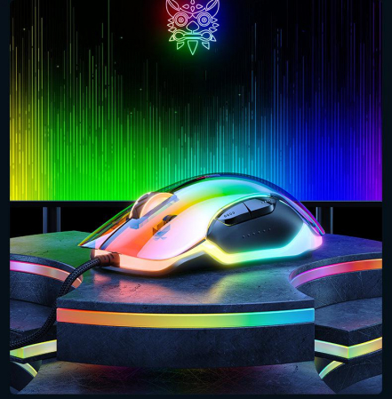 Mouse Gaming Onikuma 925, pe fir, 800-12800 dpi, LED RGB, transparent - negru [7]