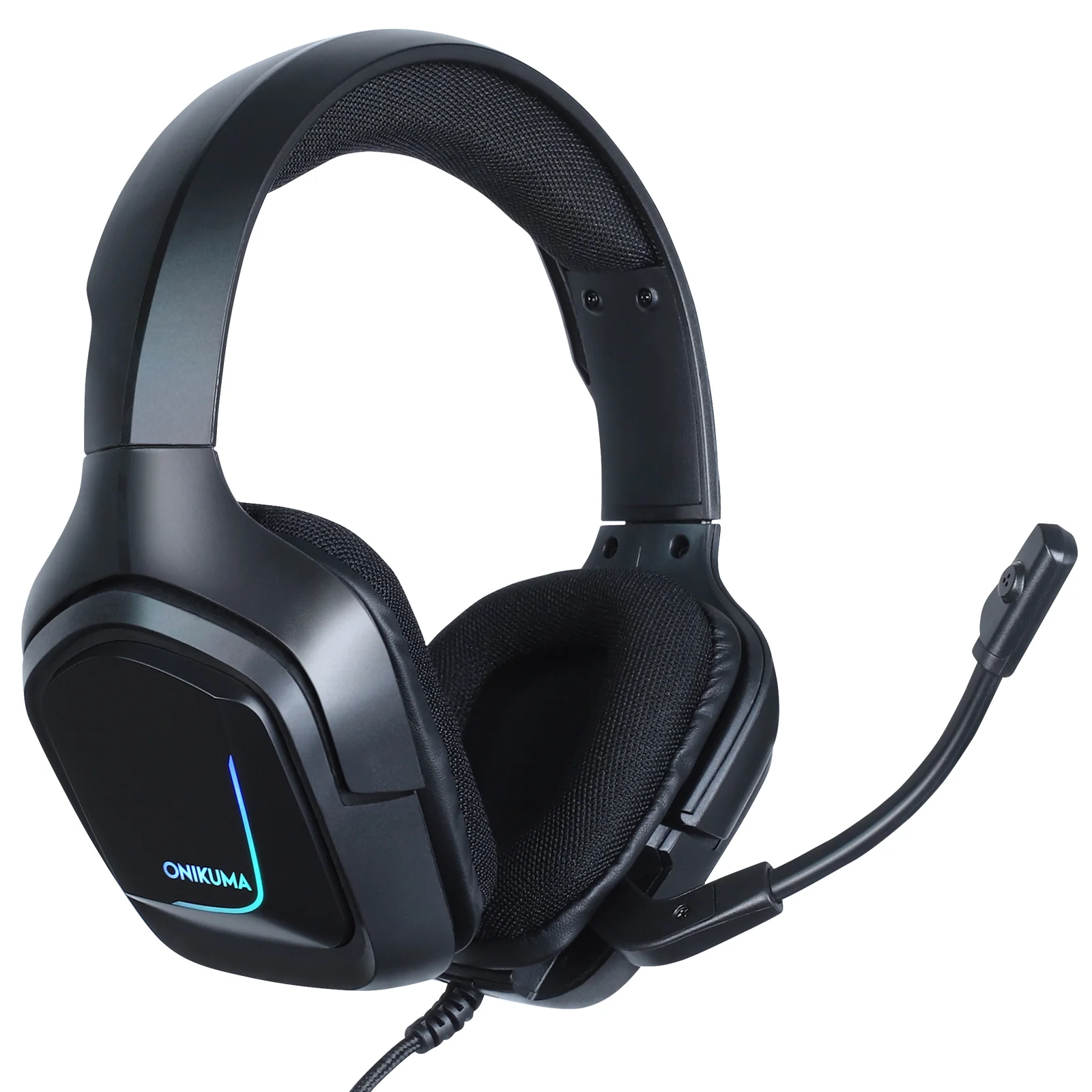 Casti Gaming - Casti Gaming Onikuma K20 Profesionale, Iluminare RGB, Microfon Noise Cancelling, Zero Ear Pressure, Multi Platform - Negru