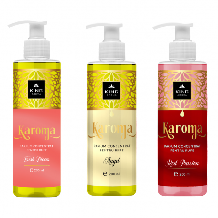 Parfum concentrat pentru rufe - Pachet 3 Parfumuri concentrate pentru rufe KAROMA - Magic, Ocean, Red Passion, 200 ml
