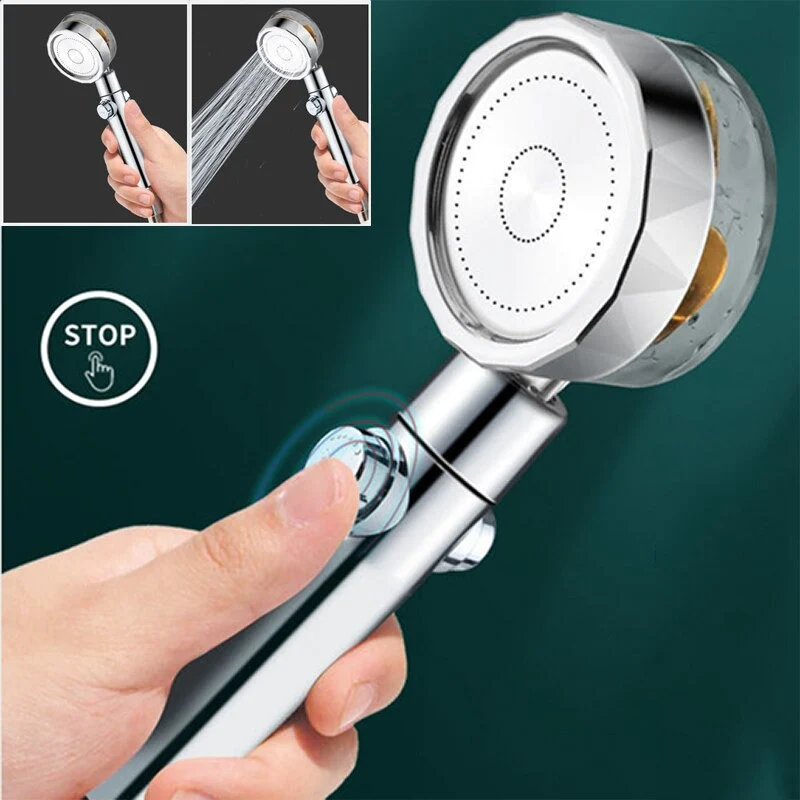Curatenie si intretinere - Para de dus tip vortex pentru presiune inalta cu cap rotativ, elice si filtru anti calcar, buton de oprire apa