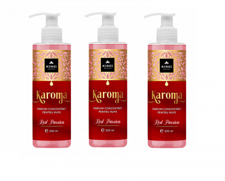 Parfum concentrat pentru rufe - Set 3 x Parfum concentrat pentru rufe KAROMA - Red Passion, cu pompita, 200 ml