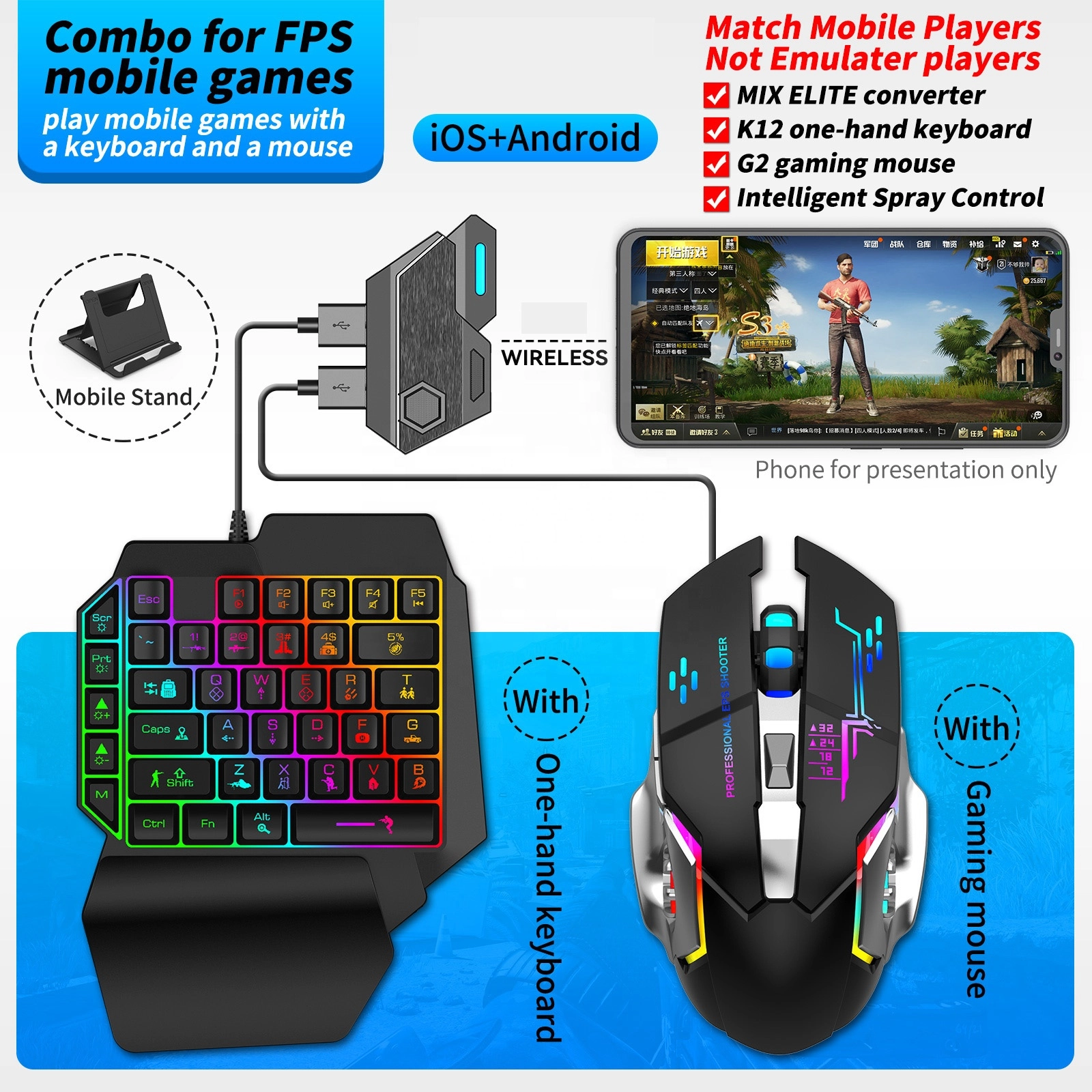 Mix Pro SE combo game pack - compatibil Android, pentru PUBG, CrossFire , Fortnite Call of Duty, Knives Out [1]