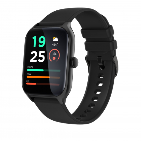 Smartwatch - SmartWatch P58 Negru, Ecran 1.96 inch, cu Apelare Bluetooth, Microfon, Difuzor, Puls, Monitorizare somn, Calorii si Moduri sport silicon, black