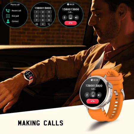 SmartWatch GT88, Ecran 1.52 inch, cu Apelare Bluetooth, Microfon, Difuzor, Puls, Monitorizare somn, Calorii si Moduri sport silicon, Portocaliu [5]