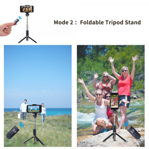 Selfie stick premium cu brat extensibil, telecomanda si trepied, negru, D3 [4]