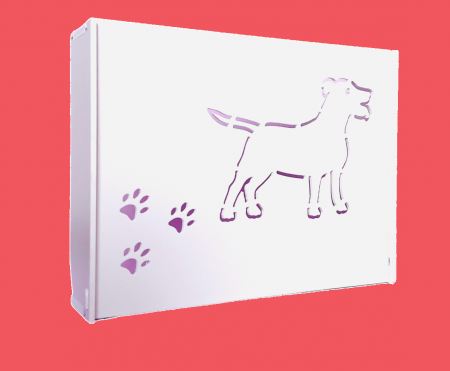 Masca Wi-Fi - Suport Router Wireless Dog 36x28x9 cm, alb, pentru mascare fire si echipament Wi-Fi, cu posibilitate montare pe perete Optimus AT Home