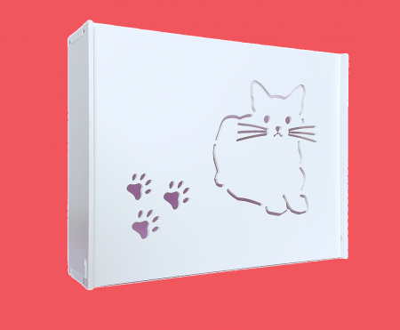 Masca Wi-Fi - Suport Router Wireless Kitten 36x28x9 cm, alb, pentru mascare fire si echipament Wi-Fi, cu posibilitate montare pe perete Optimus AT Home