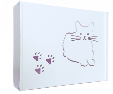 Suport Router Wireless Kitten 36x28x9 cm, alb, pentru mascare fire si echipament Wi-Fi, cu posibilitate montare pe perete Optimus AT Home [1]