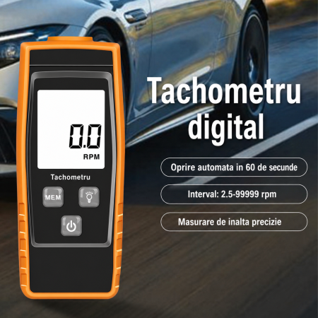Tachometru Digital Laser Optimus AT 853, Masurare RPM fara Contact, 2.5–99999 RPM, Afisaj LCD, Precizie Ridicata, Auto Oprire, Profesional [2]