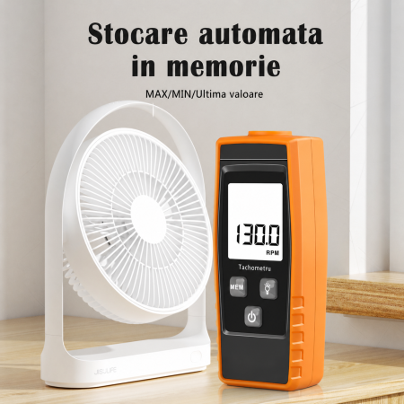 Tachometru Digital Laser Optimus AT 853, Masurare RPM fara Contact, 2.5–99999 RPM, Afisaj LCD, Precizie Ridicata, Auto Oprire, Profesional [4]