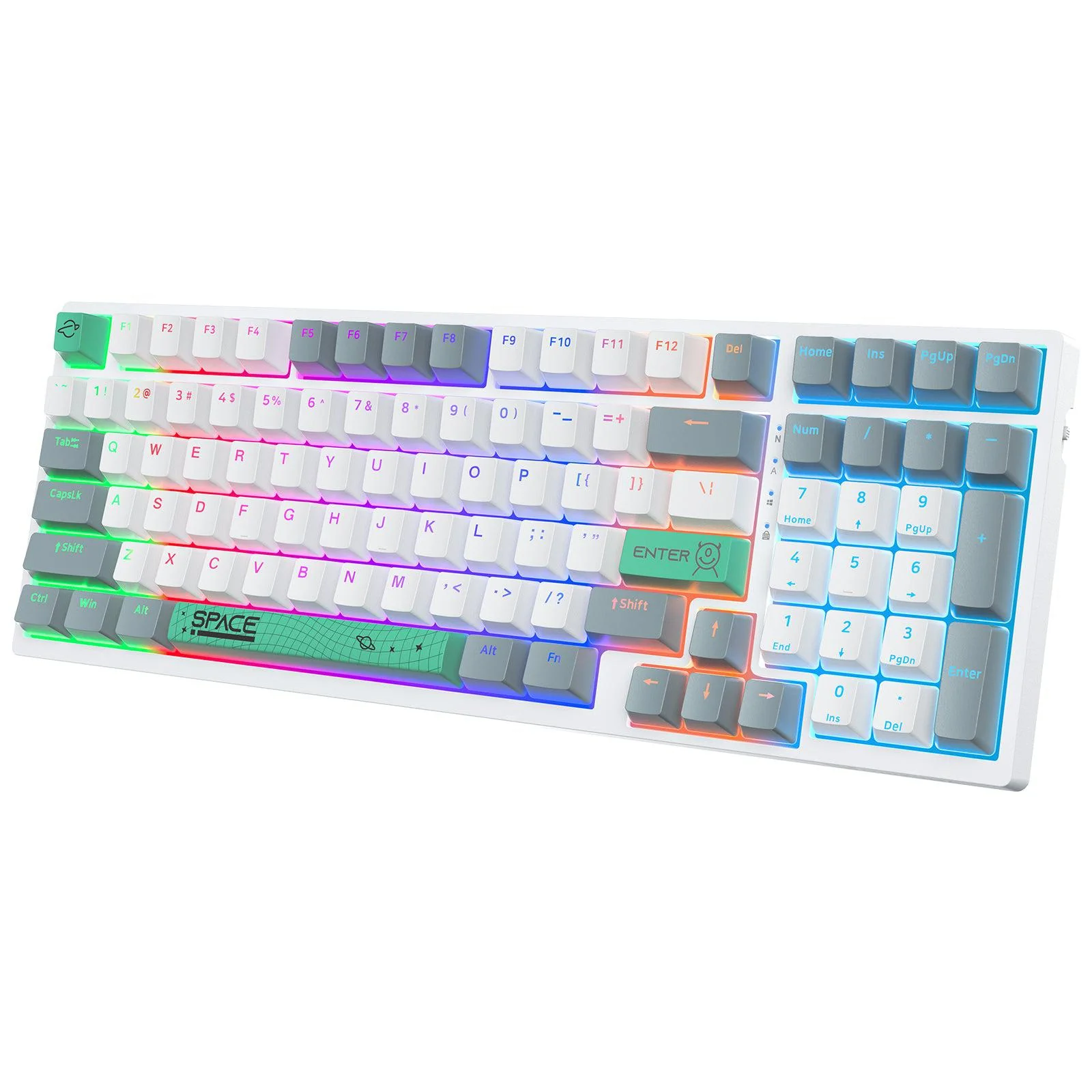 Tastaturi Gaming - Tastatura Gaming Mecanica Onikuma G38 cu 98 taste, LED RGB, Type-C, alba