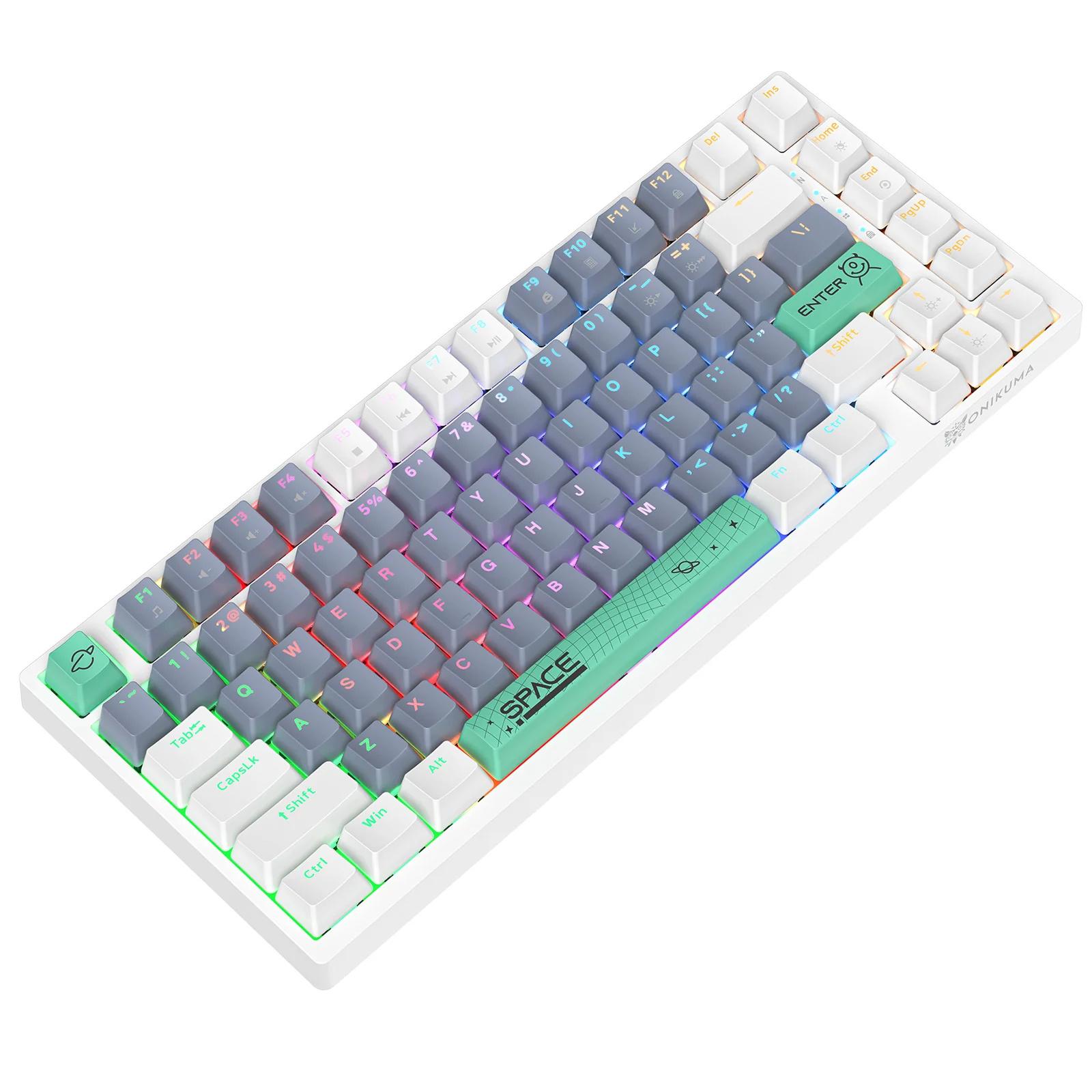 Tastatura Gaming Mecanica Onikuma G52 cu 82 taste, LED RGB, Type-C, alba [2]