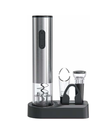 Idei Cadouri - Set Electric Desfacator Vin 5 in 1 Premium – Deschidere Automata, Turnator Anti-Picurare, Dop Vacuum si Suport Elegant