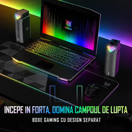 Boxe PC Gaming Onikuma L1 USB + Bluetooth 5.3, Soundbar 2 in 1, 10W RMS, Iluminare LED, Plug & Play, Compatibile PC, Laptop [3]