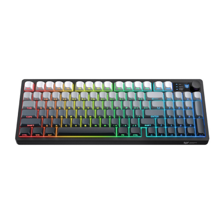 Gaming - Tastatură Gaming Wireless ONIKUMA MT902, 95 Taste, Tri-Mode (Bluetooth + 2.4GHz + USB-C), RGB, Membrană Silențioasă, Buton Multimedia, Acumulator 2000mAh, Negru