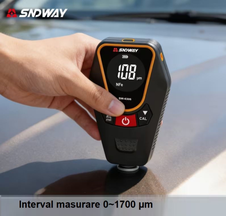 Tester grosime vopsea SNDWAY SW-6300B, 0-1700µm, pentru metal Fe/NFe, ecran LCD, baterie Li-ion 850mAh, USB-C [2]