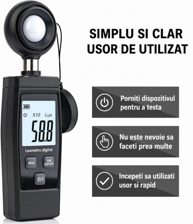 Luxmetru Digital Profesional 0-200.000 Lux, Ecran LCD, Functie HOLD, MAX/MIN, Lux/FC, Auto Power Off, Senzor Foto Extern, Portabil, Model 851 [1]
