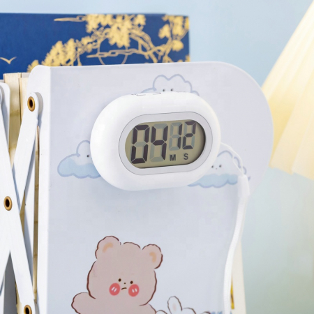Temporizator cronometru digital oval, pentru diverse activitati, stopwatch, culoare alb, model 601nometru digital rotativ, pentru diverse activitati, stopwatch, culoare ALB [1]
