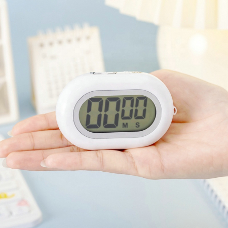 Termohigrometre - Temporizator cronometru digital oval, pentru diverse activitati, stopwatch, culoare alb, model 601nometru digital rotativ, pentru diverse activitati, stopwatch, culoare ALB