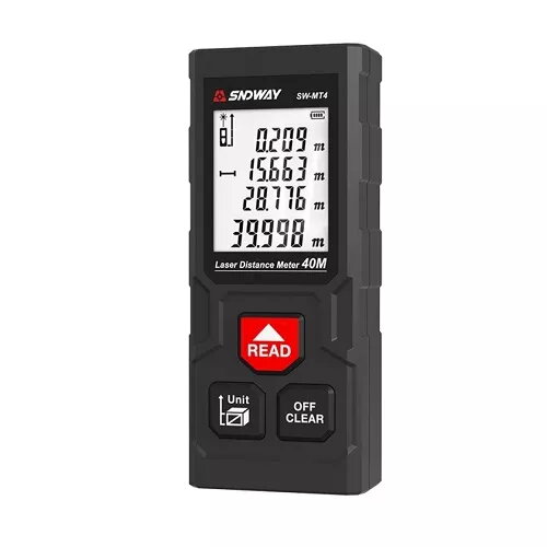 Telemetre - Telemetru Laser SNDWAY SW-MT4, 40m, Precizie ±2mm/m, Display LCD Iluminat, Masurare Distanta/Suprafata/Volum, Functie Pitagora, IP54