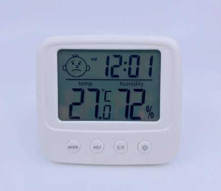 Termohigrometru cu ceas pentru interior, ecran luminat, interval -50°C +70°C, 10-99%, 828 [2]