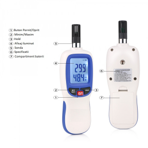 TermoHigrometru portabil Optimus AT 83, -20°C + 70°C masurare umiditate si temperatura, alb [4]