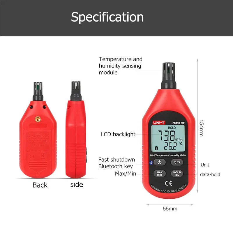 TermoHigrometru -10° C + 60° C din gama mini UNI-T 333BT cu bluetooth si aplicatie,masurare umiditate si temperatura [6]