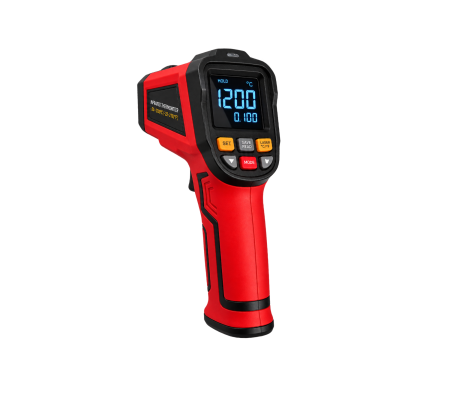 Termometru Industrial Profesional cu Infrarosu GT1200, -30°C – 1200°C, Laser, Raport D 50:1, Emisivitate Reglabila 0.10-1.00, Sonda Termocuplu Tip K, MAX/MIN/AVG, Alarma Temperatura, Husa