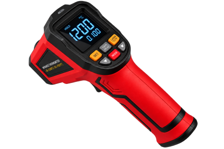 Termometre fara contact - Termometru Industrial Profesional cu Infrarosu GT1200, -30°C – 1200°C, Laser, Raport D 50:1, Emisivitate Reglabila 0.10-1.00, Sonda Termocuplu Tip K, MAX/MIN/AVG, Alarma Temperatura, Husa