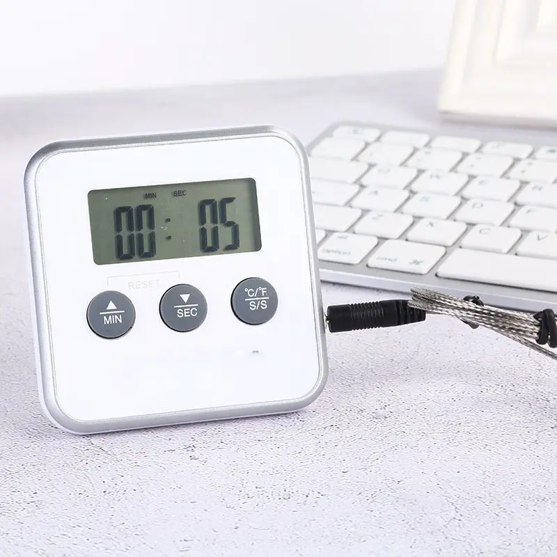 Termometre pentru alimente - Termometru pentru alimente / gratar / cuptor cu sonda 1 m, interval -50°C +300°C , temporizator, YK3187 alb