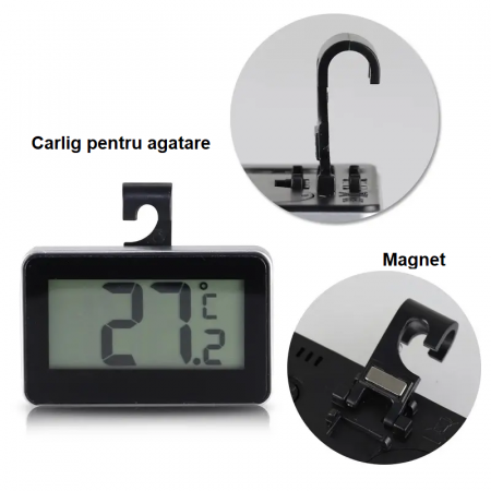 Termometru pentru frigider, cu magnet, interval -20 +60°C, model 3228 negru [3]
