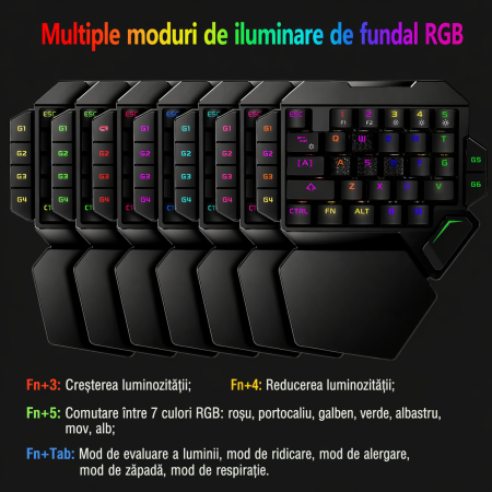 Tastatura Gaming One-Hand K50 – Mecanica, Iluminare RGB, Ergonomica, Cu Fir, Taste Programabile [4]