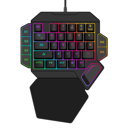 Tastatura Gaming One-Hand K50 – Mecanica, Iluminare RGB, Ergonomica, Cu Fir, Taste Programabile