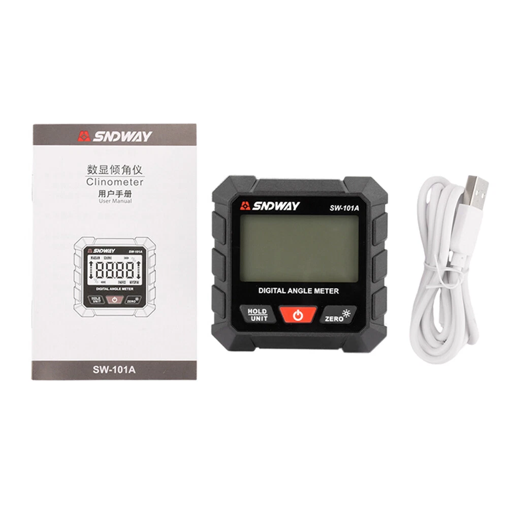 Goniometru digital SNDWAY SW-101A, inclinometru magnetic profesional, precizie ±0.2°, rezolutie 0.05°, afisaj LCD rotativ, incarcare USB-C [5]