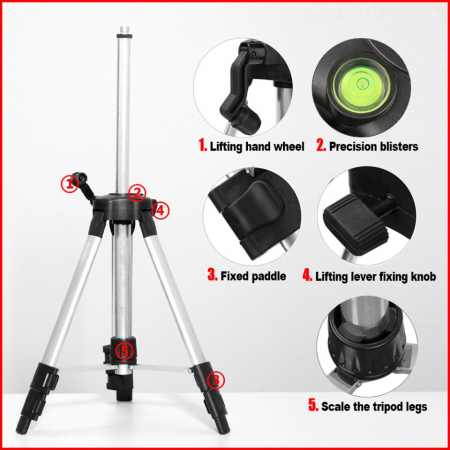 Trepied profesional RZ682 aluminiu/abs, cu boloboc, rotire 360 pentru nivela laser filet 5/8 [4]